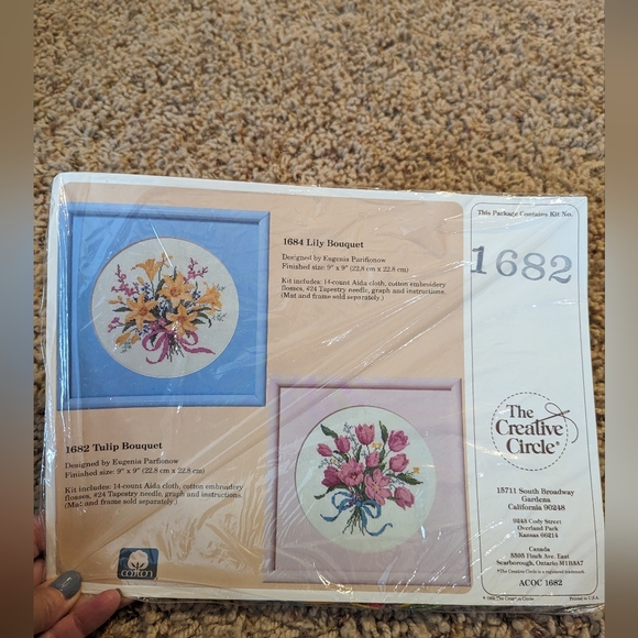 Tulip Bouquet Counted Cross Stitch Mini Quilt Wall Hanging New Creative Circle - Picture 3 of 4